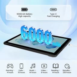 X6 10.1 Inch Android 16 Kids Tablet Octa‑Core 34GB(6GB Physical+28GB Virtual RAM) 6000mAh Battery Widevine L1 Dual Camera WiFi6 BT5.4 1TB Expandable Children Learning Tablet