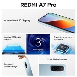 Xiaomi REDMI A7 Pro 4G Smartphone, 6.9" HD+ 120Hz Display, 6300mAh Large Battery, 15W Fast Charging, 13MP Main Camera