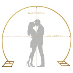 2.5*2.3M Circular Metal Arch DIY Decorative Stand Balloon Wreath Flower Vine Arch Wedding Party Golden Background Standing Arch