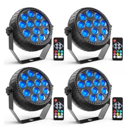 LeLeght 4Pcs 12LED Mini RGB Wireless Rechargeable Par Light LED Par Light Rechargeable Show Lights for Concert Party Wedding Bar