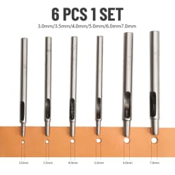 WUTA 6 Pcs Set SPC Round Hole Hollow Punch Set Sharp Steel Watchband Belt Scrapbooking Paper Canvas Leather Craft Tools