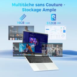 Laptop Laptop Full HD + Intel Celero N5095, 16 Go RAM, 512 Go SSD, Keyboard AZERTY French backlit with digital keypad, fingerprint unlock, Windows 11, WiFi Dual Band, bluetooth, PC Portable ideal for