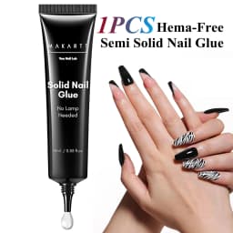 Makartt Hema-Free Semi Solid Nail Glue Strong Air-Dry 20s Fake Nail Tips Adhesive No UV Needed DIY Manicure 10ml Home Salon