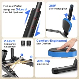 MERACH Hip Abductor Machine Butt Toning Leg Trainer Adjustable Resistance Glute & Outer Thigh Workout Equipment for Home Gym Booty Builder with Bands and Dual Foot Bar 360° Rotating Leg Pads for Women/Sedentary/Postpartum Recovery