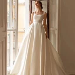 Customized Square Neck Wedding Dress Detachable Long Puffy Sleeves A Line Bridal Gown Lace Up Back Court Train Vestidos De Novia