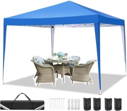 3x3m Popup Pavilion Waterproof Beer Tent Foldable Canopy without sidewall,3Height Adjustable,Party Tent For Garden,Beach,Markets