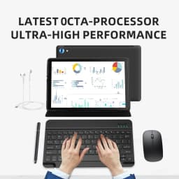 URAO C108 10.1 Inch Narrow Bezel Octa Core Tablet PC Android 15 24GB(4+20GB Virtual) RAM 128GB ROM 5000mAh HD 800*1280 Screen Dual Camera Full Set with Keyboard Mouse Stylus Case Earphone 1TB TF Expand Learning Office Tablet
