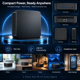 LENO Mini PC 16GB RAM 1/2TB SSD Intel I3-6006U Windows 11 Pro WiFi6 BT5.2 Desktop Gaming Office Portable Computer PC 4K HDMI