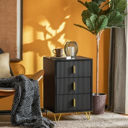 SoBuy FBT115-L Bedside Table Bedside Cabinet Nightstand with 3 Drawers, Side Table for Bedroom Livimg Room Black 40 x 40 x 63cm