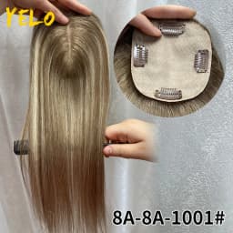 17 Inch Human Hair Toppers With 4 Clips 100% Straight Human Hair Topper Human Hairpieces 4inch×5inch Injection Base for Women