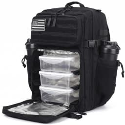 LHI 45L Meal Management Backpack Tactical Lunch Athletes Gym Bag Adults Insulated Fitness Sports Rucksack With Bottle Holder