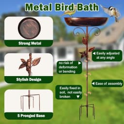 Garden Birdbath Sturdy Iron Outdoor Bird Bath for Outside Vintage Standing Birdbath Bowl for Outdoor Garden Patio Yard