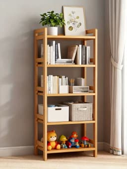 Bamboo Storage Shelf 4 Tier Organizer Rack for Kitchen Bathroom Living Room Space Saving Multifunctional