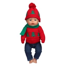 43 Cm Baby New Born Doll Clothes Wool Cute Santa Claus, Tree, Elk Christmas Clothes Suit For American 18 Inch Girl Doll Toy Gift
