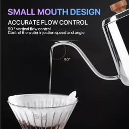 350/600ml Stainless Steel Drip Coffee Pot  Nonstick Gooseneck Drip Coffee Pot Wooden Handle Coffee Pot with Thermometer