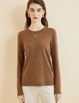 Women's T Shirt 100% Merino Wool Base Layer Top Fall Winter Fashion Crewneck Soft Merino Tee Long Sleeve Tops Knit Women Clothes