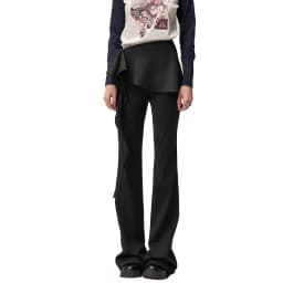 ELFSACK Y2K Flare Pants with Detachable Front Skirt, Stretchy Knit Sweet Trousers, Casual Streetwear Bottoms for Women
