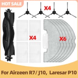 Compatible For Airzeen R7/ J10, Laresar P10 Vacuum Parts Main Side Brush Filter Mop Cloth Replacement Accessories