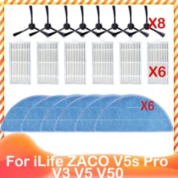 For ILife ZACO V5s Pro V3 V5 V5s V3s V50 X5 Spare Side Brush HEPA Pre Filter Mop Cloth Robot Vacuum Cleaner