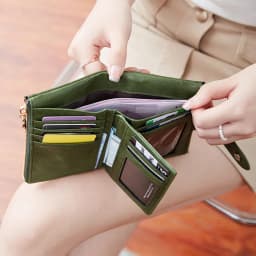 Retro Wallet Women's Short Three Fold Large Capacity Double Zipper ID Credit Card Holder Minimalist Solid Color Lady Coin Purse