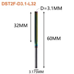Dreanique 1pc 3.175 4 6 8mm Shank DLC Coatting 2 Flutes Carbide Straight Flute End Mill Bit CNC Milling Tool Slot Milling Cutter