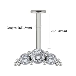 Right Grand ASTM F136 Titanium 16G Vertical Helix Cluster Earring Internally Threaded Medusa Ring Cartilage Monroe Lobe Piercing
