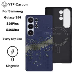 YTF-carbon Luxury Real Kevlar Case for Samsung Galaxy S26 Ultra/S26Plus/S26, Aramid Fiber Magnetic MagSafe Cover