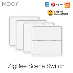 MOES 4 Gang Tuya Zigbee2MQTT Wireless 12 Scene Switch PushButton Controller Battery Powered Automation Scenario for Tuya Devices