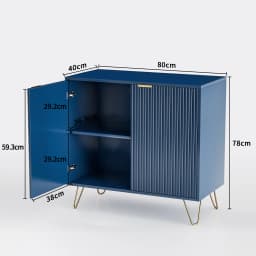Rosahqnda Gold-plated Leg Bedside Table,Vertical Grain with Drawers,Suitable for Bedroom,Living Room,Dark Blue