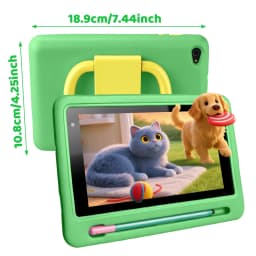 New K06 7" Kids Tablet PC Android16 24(3+21)GB Expanded RAM 128GB Storage Five‑Core Processor Shock‑Proof Protective Case Stylus Pen Learning Games Tablet For Boys Girls US Stock