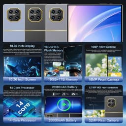 16MP+32MP Camera 2026 New Android 13 Tablet 14 Core 5G WiFi Portable 20000mAh Large Battery 16GB RAM 1TB ROM For Casual Gaming
