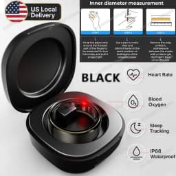 Local US Smart Ring with Charging Case for Men Women Heart Rate Blood Oxygen and Sleep Monitor, IP68 Waterproof Multi-sport Mode
