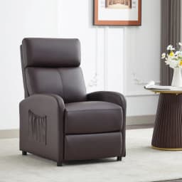 mcc direct Push Back Recliner Chair with Lumbar Support, Padded Backrest, Side Pocket and Adjustable Leg Rest for Home Theatre