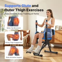 MERACH Hip Abductor Machine Butt Toning Leg Trainer Adjustable Resistance Glute & Outer Thigh Workout Equipment for Home Gym Booty Builder with Bands and Dual Foot Bar 360° Rotating Leg Pads for Women/Sedentary/Postpartum Recovery