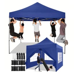 3x3m Folding Gazebo Waterproof stable Outdoor Pavilion,3 Height Adjustable,Party Tent with 4 Sidewalls For Garden,Camping,Market