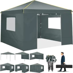3x3m Pop Up Canopy Tent Folding Gazebo With 4 Sidewall Outdoor Commercial Instant Gazebo Tent For Party Garden Backyard Wedding