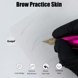 Microblading Practice Skin Pattern Sheet Pre-Printed Brow Mapping Guide Flexible Silicone Pad for Precise Hair Strokes & Shading