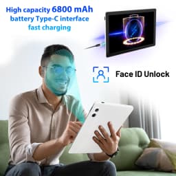 A7 Octa Core Tablet PC 10.95 Inch HD Screen Android 14 Tablet 16GB(4+12) RAM 128GB Storage Expandable 1TB TF Card 6800mAh Battery 5MP+8MP Camera Business Entertainment Tablet Black White
