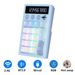 RK ROYAL KLUDGE M20 2.4G Wireless Numpad Keyboard Tri-Mode 17 Keys RGB Hot-Swappable Gasket Knob Calculator Keyboard PBT Keycap