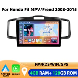 Podofo Wireless Carplay Android Auto Car Radio 4GB+64GB Stereo Multimedia Player 10 Inch GPS For Honda Fit MPV/Freed 2008-2015