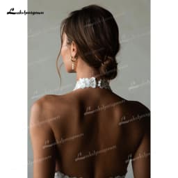 Sexy Halter High Neck Sleeveless Backless Lace Tulle Mermaid Wedding Dress Luxury 2025 Customized Bridal Gowns Vestidos De Novia