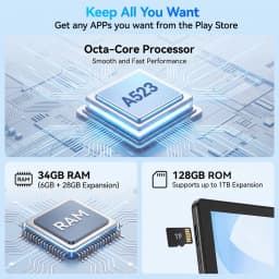 X6L 10.1 Inch Android 16 Tablet Octa‑Core 34GB(6GB Physical+28GB Virtual RAM) 128GB Storage 6000mAh Widevine L1 With Keyboard Case Stylus Mouse Earphone Full Bundle Learning Tablet