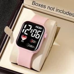 6-Piece Set of Children's Electronic Watches with Pink Butterfly Series Accessories, Luminous Led Time Display, No Smart Functions, Exquisite Birthday Gift, Delicate and Cute, for Girls