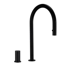 Pull Down Kitchen Sink Faucet Brushed Gunmetal Black Single Handle Double Hole Hot And Cold Sprayer Brass Countertop Mounted