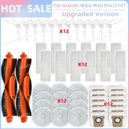 Fit For Xiaomi Mijia M30 Pro /C107 Robot Vacuum Parts Roller Side Brush Cover Hepa Filter Mop Cloth Bracket Dust Bag Accessories