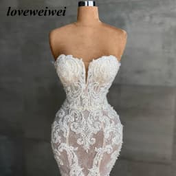 Mermaid Lace Ivory Wedding Gown 2022 Strapless Simple Wedding Dress Luxury Sleeveless Wedding Dresses For Bride Robe De Mariée