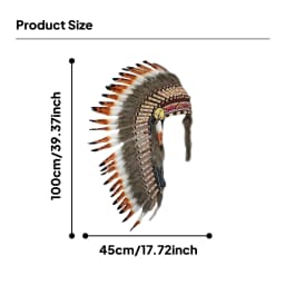 American Chief Indian Native Feather Headdress Decoration Prop for Celebrations Carnivals Themed Party Dance Show Halloween