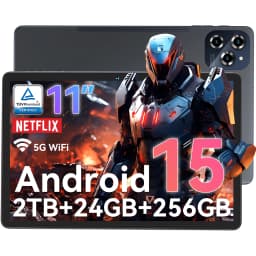 KINGRID W90 Tablet Android 15 Tablet PC 11 Inch - 24GB RAM 256GB ROM, Dual 4G LTE + 5G WiFi, Octa Core T615, 8000mAh, Gemini AI, WideVine L1