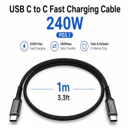 240W USB C to USB C Cable, PD3.1 Fast Charging Type C Cable Nylon Braided for MacBook Pro Air iPad Pro Laptop