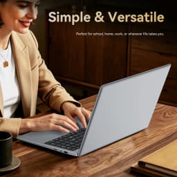 HYPERSTRIX 15.6" Laptop, Celeron N4000, 8GB RAM 256GB SSD, Full HD 1080P Display, Dual-Band WiFi, Mini HDMI, Lightweight Slim Silver Notebook for Business, School, Home